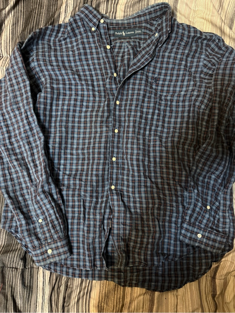 Polo by Ralph Lauren Navy and Light Blue Plaid Button-Down Shirt